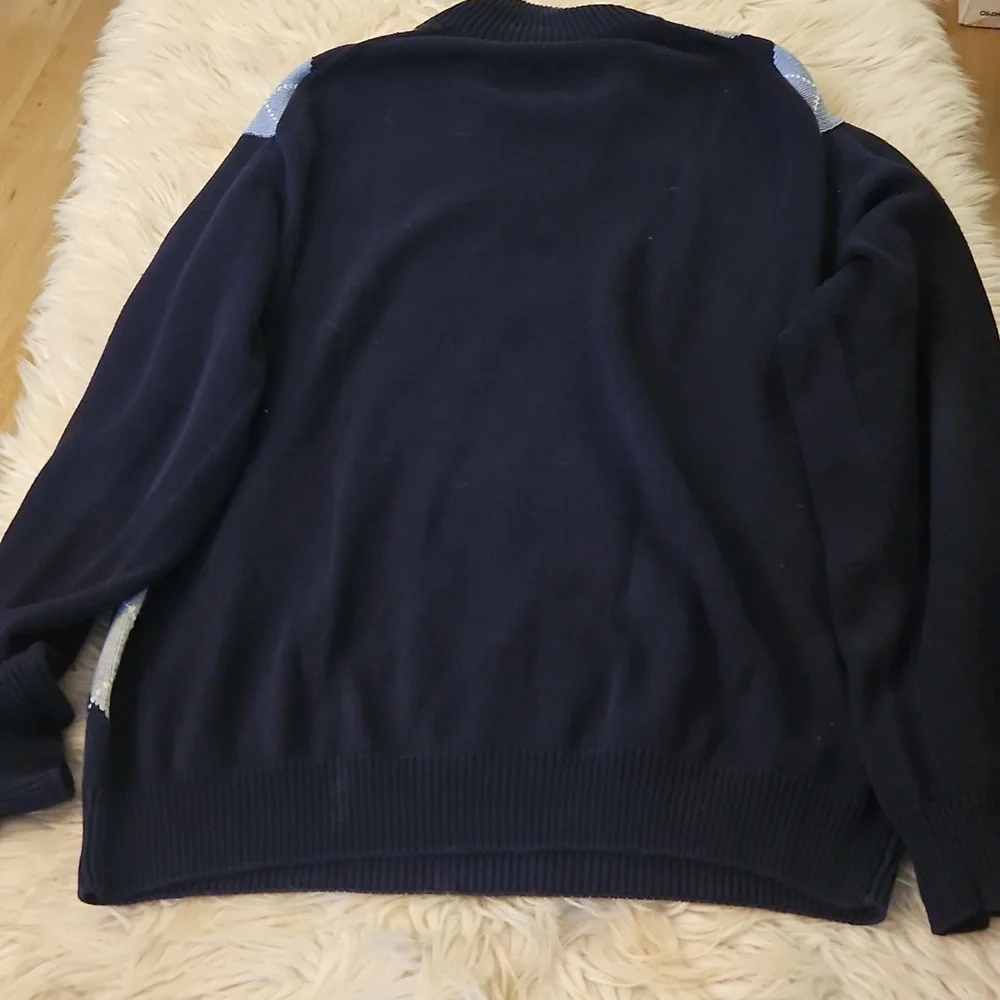 Nautica Navy Argyle Half-Zip Sweater – Size XL